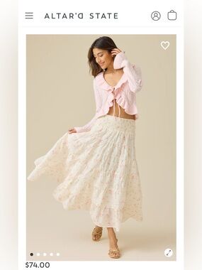 Altar’d State primrose tiered midi skirt